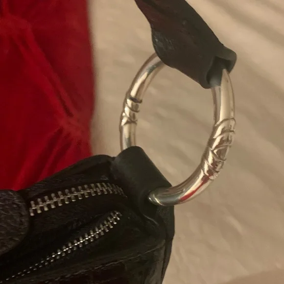 Brighton Cher black mock croc patent leather purse
